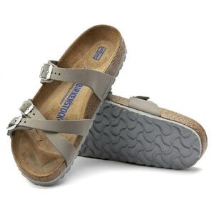 Birkenstock Franca Soft Footbed Nubuck Gray Leather Sandals Size: L10 M8